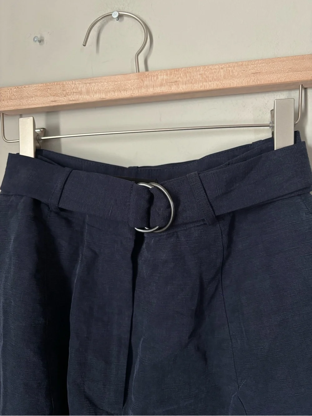 NWT Banana Republic Navy TENCEL Linen Blend Paperbag Wide Leg Pants Size 2